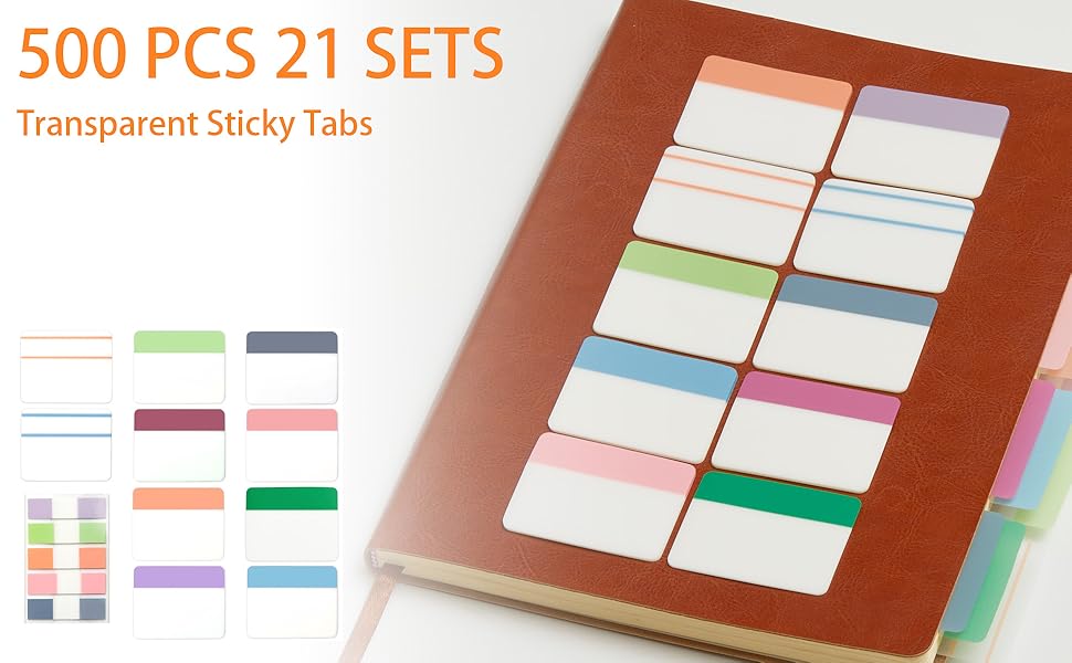 500Pcs 2 Inch Writable Colored Sticky Index Tabs Book Page