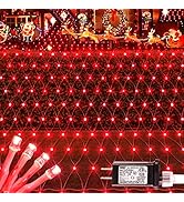 HEYFUNi Net Mesh String Lights, 360LED Red Light Bulbs, 8 Lighting Modes, for Indoor Outdoor, Cur...