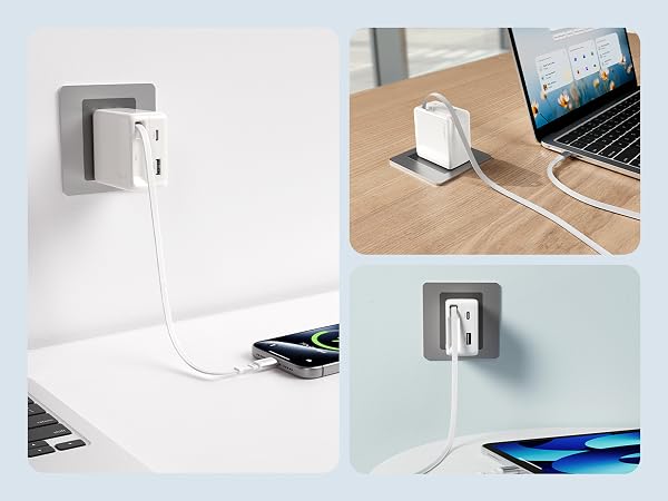 65W Retractable USB C Charger Block