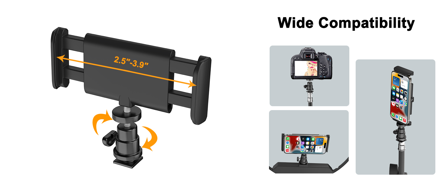 large ring light with phone holder