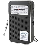 4 Bands NOAA Weather Radio, AM/FM/SW/WB Transistor Radios, Rechargeable 500mAh Battery Powered Po...