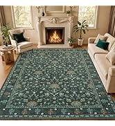 Vibrug 8x10 Area Rugs for Living Room, Floral Vintage Washable Rugs, Soft Boho Non-Slip Low Pile ...
