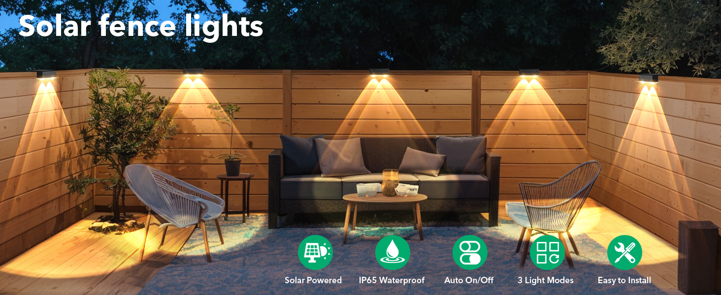 Solar Fence Lights Outdoor
