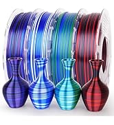 AMOLEN Silk PLA 3D Printer Filament Bundle, Multicolor Rainbow PLA 1.75mm, Shiny Fast Color Chang...