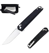 ALBATROSS Axis Lock Flipper Pocket Folding Knife, 3.15" D2 Steel Satin Blade, 4.5" Black G10 Hand...