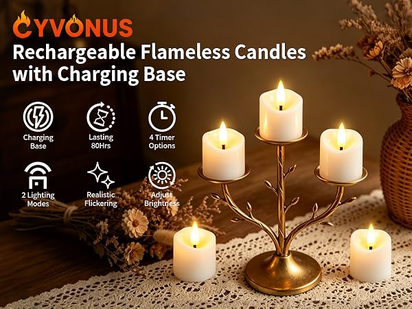 Rechargeable Candles with Charging Base