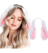 Aceorna White Bunny Ears Headbands Furry Rabbit Ears Hairbands Cute Costume Bunny Hair Accessorie...