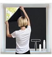 rabbitgoo Blackout Window Film 100% Light Blocking, Static Cling No Glue Easy Install, Removable ...
