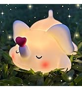 Little Loving Elephant Cute Night Light, 3-Level Dimmable Soft Light, Timed, Rechargeable, Silico...