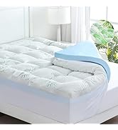 DOWNCOOL Dual Layer 4 Inch Memory Foam Mattress Topper Queen – 2 Inch Gel Memory Foam &amp; 2 Inch Pi...