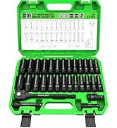 30-Piece 1/2" Drive Impact Socket Set, Standard SAE (3/8-1 inch) and Metric (10-24mm) 6 Point CR-...