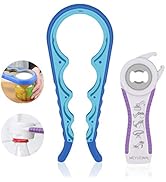 Jar Opener, 5 in 1 Multi Function Can Opener Bottle Opener Kit with Silicone Handle Easy to Use f...