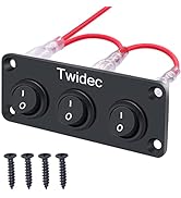 Twidec/3 Gang Rocker Toggle Switch Panel With 12V Round Rocker Switch AC 6A/250V 10A/125V SPST 2 ...