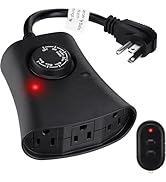 Lights Plug Timer Outdoor, Dusk to Dawn Electrical Timer Switch with Remote, Waterproof 3 Grounde...