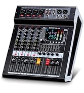 BOMGE Professional Audio Mixer, 6-Channel Sound Board with DSP, Bluetooth, USB, +48V Phantom Powe...