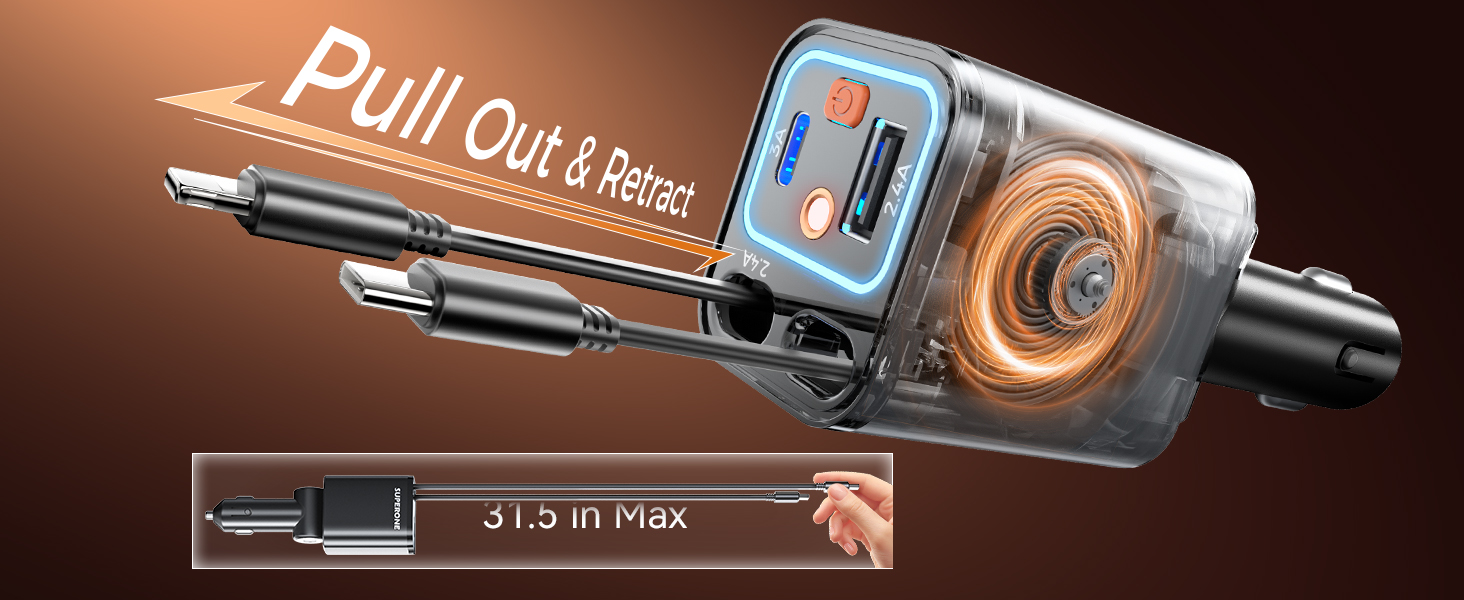 4 in 1 retractable car charger starlight
