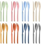 Knives Spoons and Forks Set, Large BPA Free Reusable Travel Utensils, Plastic Cutlery set Portabl...