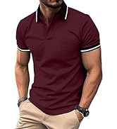 ZITY Mens Polo Shirts Casual Short Sleeve Athletic T-Shirts Classic Contrast Collar Shirt with Po...