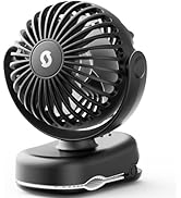 SWEETFULL Stroller Fan with Clip - Portable Mini Clip on Fan, 3 Speeds, 11Hrs Cooling, Cute Small...
