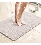 LuxStep Shower Mat Bathtub Mat,24x16 inch, Non-Slip Bath Mat with Drain, Quick Drying PVC Loofah ...