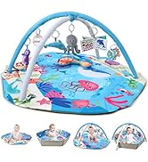 TFDER Baby Gym Play Mat, 8-in-1 Tummy Time Mat &amp; Activity Gym, Washable Ball Pit, Infant Play Mat...