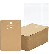 joycraft 100Pcs Earring Display Cards with Bags, Brown Necklace Display Cards, 3.5x2.4 inch Paper...