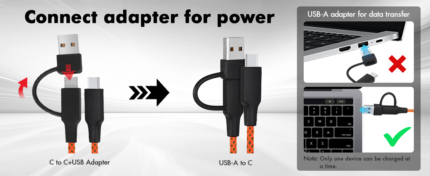 Connect Adapter for Power USB-A adapter for Data Transfer