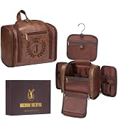 Aganmi Personalized Easter Gifts for Men Large Leather Travel Toiletry Bag Hanging Shaving Dopp K...