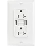 BAOMAIN Self-Test GFCI Combination with USB in-Wall, Tamper Resistant(TR) 20A 4.8A 5VDC LED Indic...