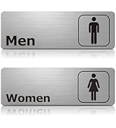 EliteSign Men and Women Restroom Sign with Braille, Brushed Silver Alumium Bathroom Sign Set 9" x 3"