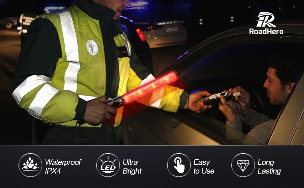 Our traffic wand is waterproof IPX4, which can be used at night even in the rain. 