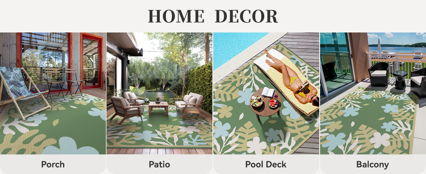 Outdoor Patio Rug Waterproof Outdoor Porch Rug Outdoor Rug for Pool Deck Outside Rug Balcony Rug