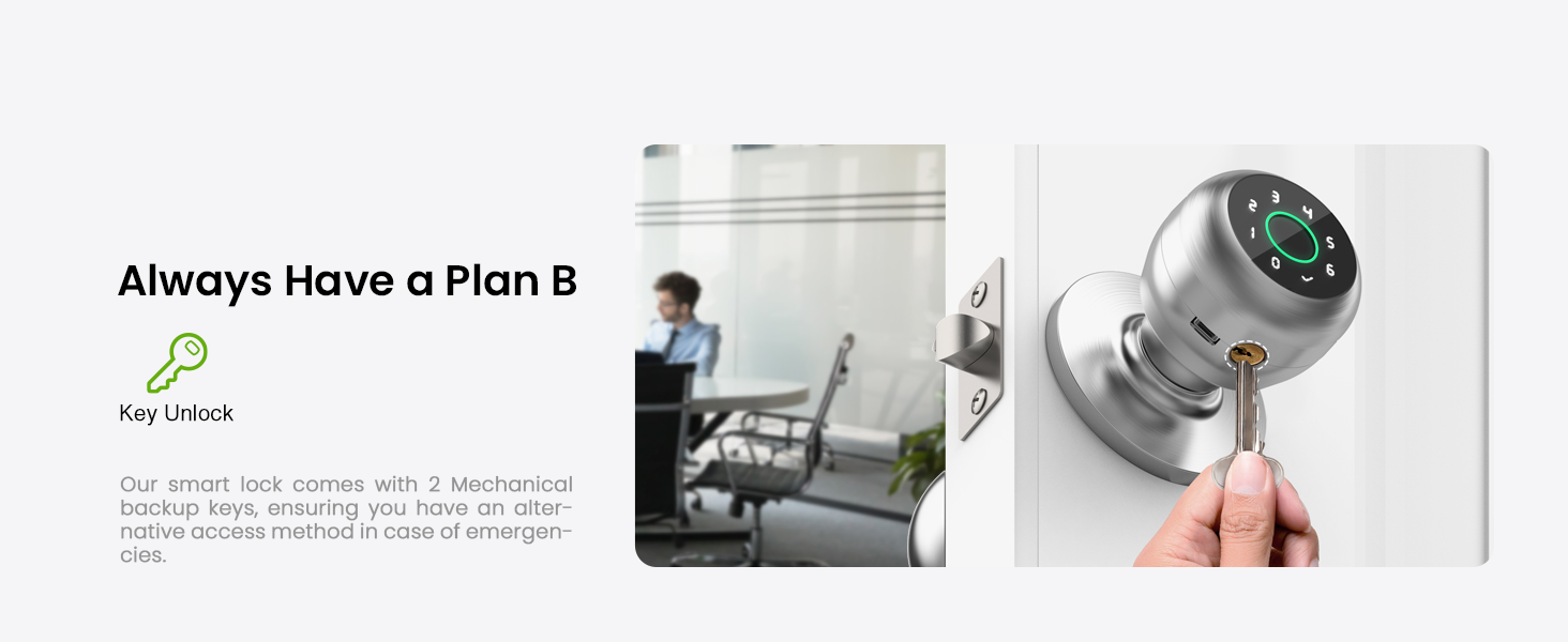 ghome smart lock with key easy secure to use door knob for family