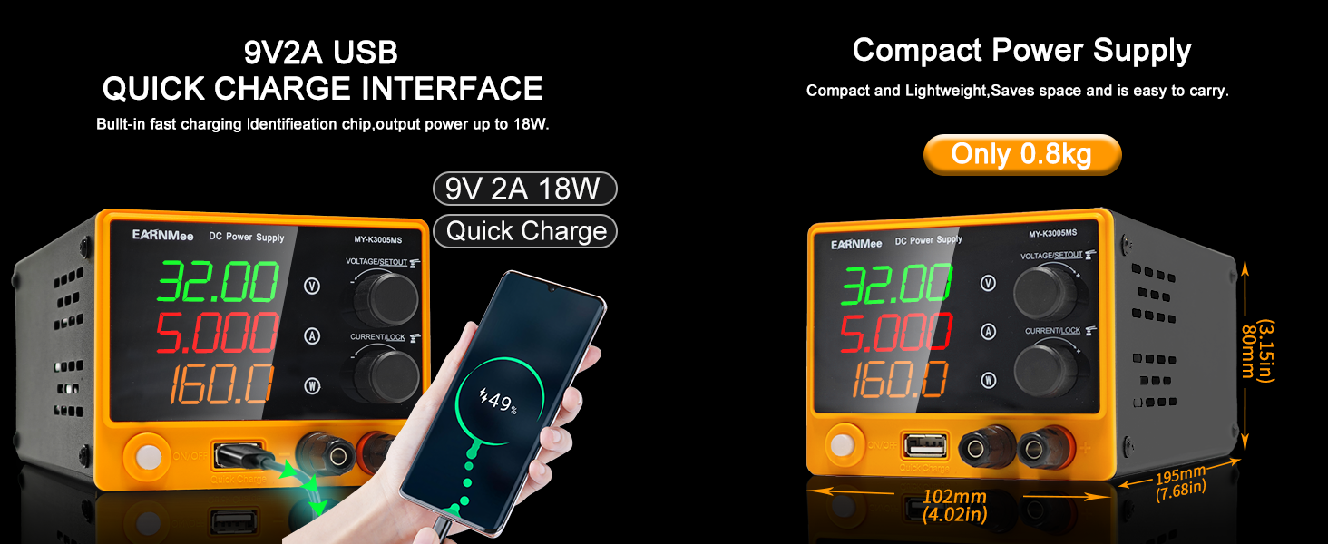30V 5A Adjustable Lab Bench Power Supply with 4-Digit Display