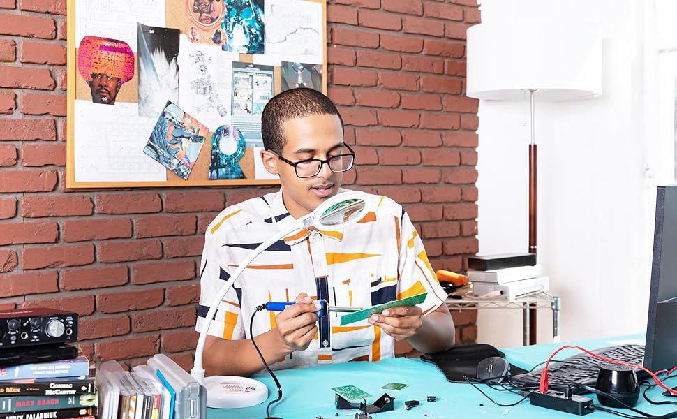 LightView Pro Flex: LED Magnifying Lamp - 2 in 1 Clamp &amp; Base Lamp for Table, Desk &amp; Easel