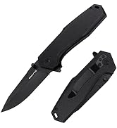 EMHTiii EDC Pocket Folding Knife - 3.54" Stainless Steel Black Blade, G10 Scales Liner Lock, Men ...