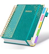 HDhuiun Hardcover Spiral Notebook with Removable Dividers &amp; Tabs, 8"x10" 5 Subject Notebooks for ...