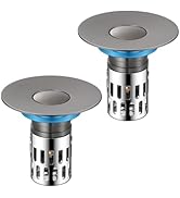 DODOBETTER Universal Bathroom Sink Stopper, Pop Up Sink Drain Strainer Plug with Removable Stainl...