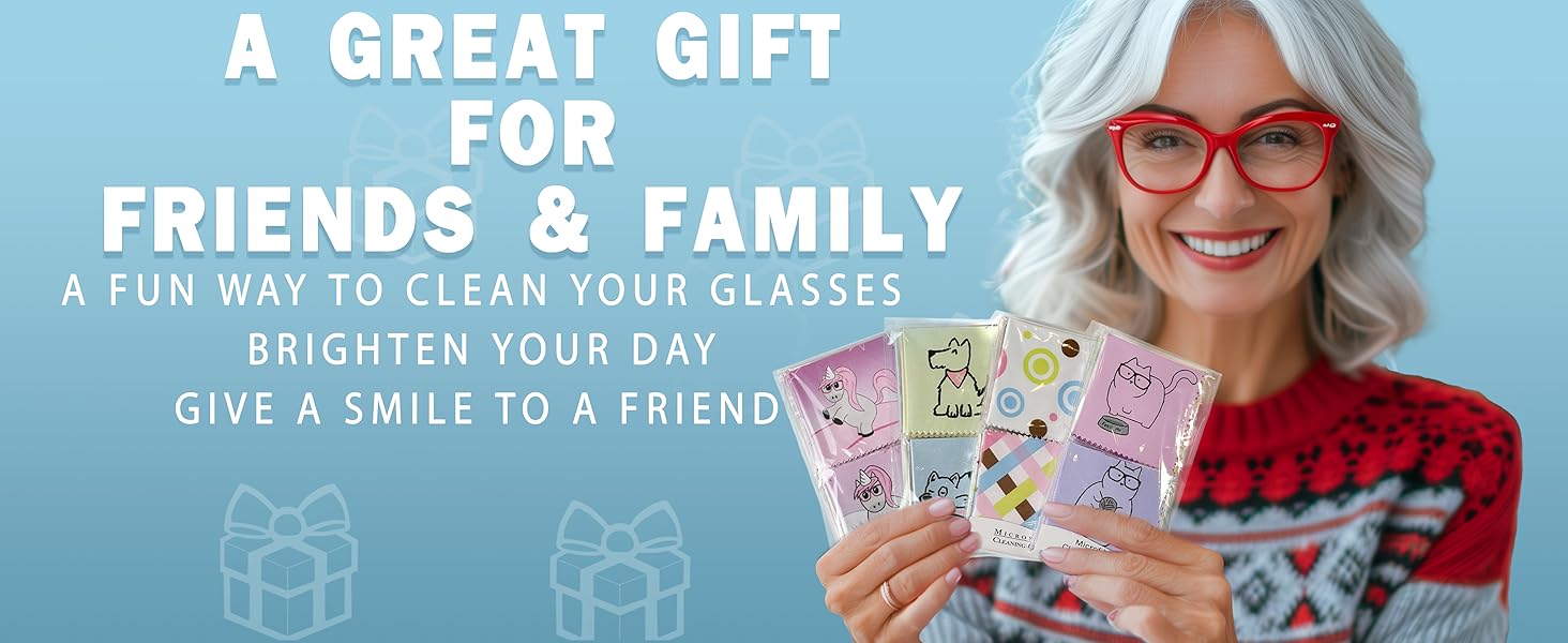 friend give family fun brighten multi-pack smile cute cat dog unicorn clean glasses