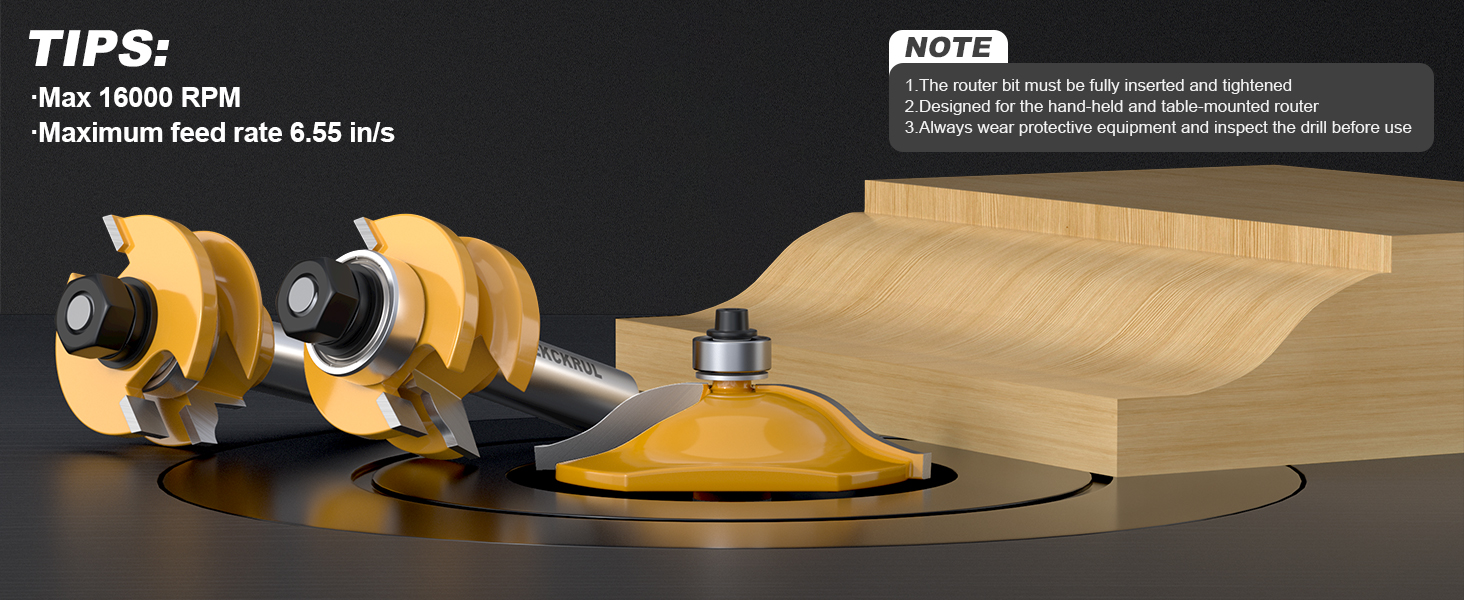 REKCKUL Professional 3PCS Ogee Style Rail and Stile Router Bit Set