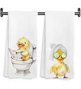 WARDOS Funny Yellow Baby Duck Bathroom Hand Towels, Gifts for Duck Lovers, Cute Ducks Reading New...