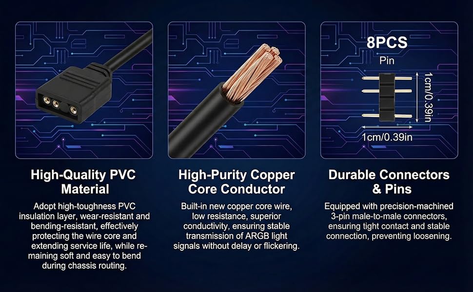 3 pin argb extension cable