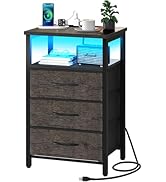 Yoobure Night Stand with Charging Station, 20 Colors LED Nightstand with USB Ports and Outlets, E...