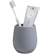 Grey Ceramic Toothbrush Holder - 11Oz Small Bathroom Tooth Brushing Holders, Reusable Mouthwash C...