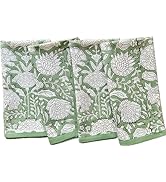 ATOSII Jade 100% Cotton Fall Cloth Designer Dinner Napkins, Handblock Print, Washable Durable Lin...