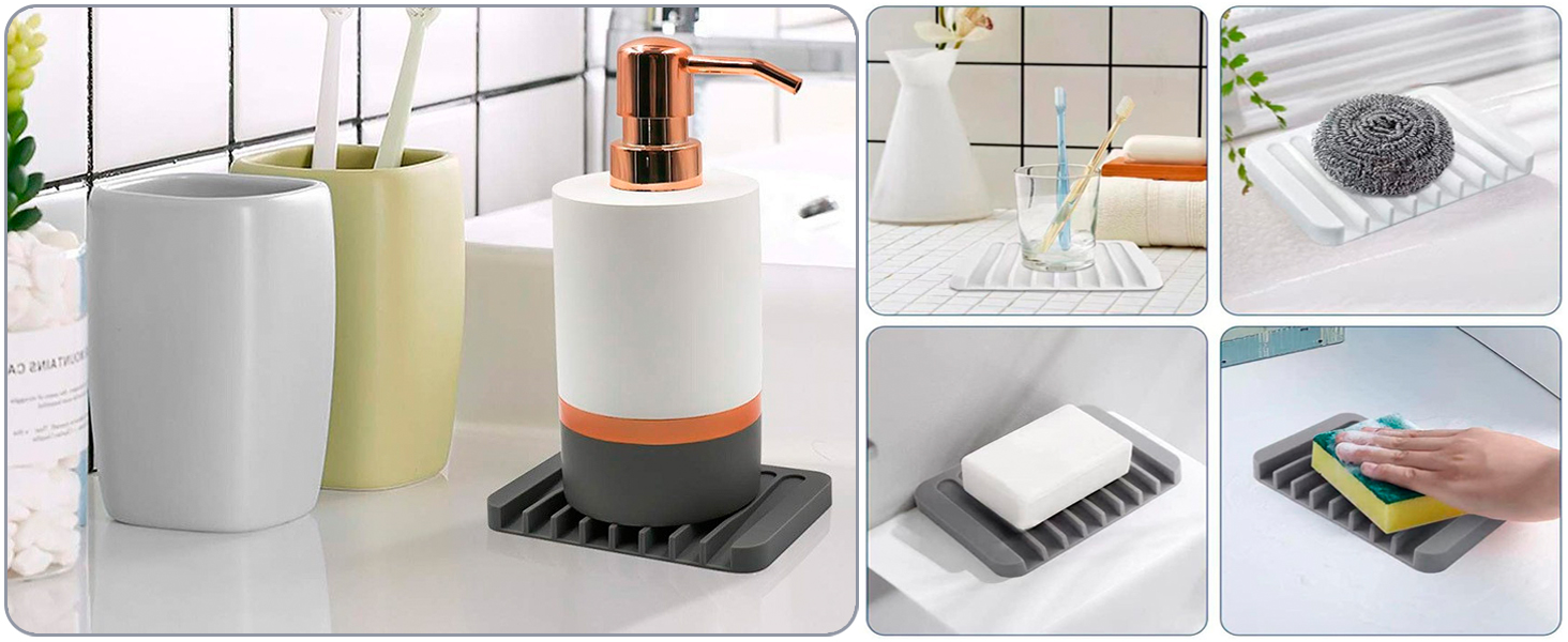 Premium Silicone Soap Holder &amp; Saver for Shower,Bath Tub, Razor, Sponges, Drains Water Very Well