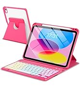 EAMPANG Case with Keyboard for iPad A16 11th 10th Generation 11/10.9 inch,Rainbow Backlit Detacha...