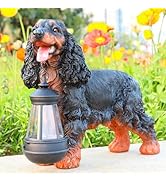 Garden Dog Statues Outdoor Decor, Solar Lights Outdoor Cocker Spaniel Figurine Garden Decorations...