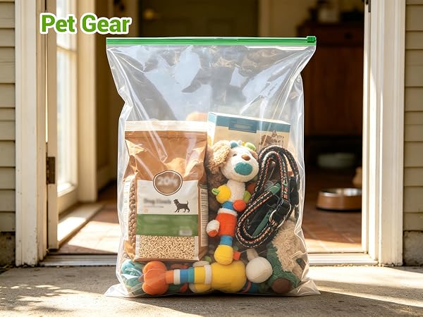Storage bags for organizing pet gear.