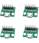 WLGQ Micro USB 2.0 PCB Breakout Board, 6-Pin Female Socket Adapter, 4-Pack